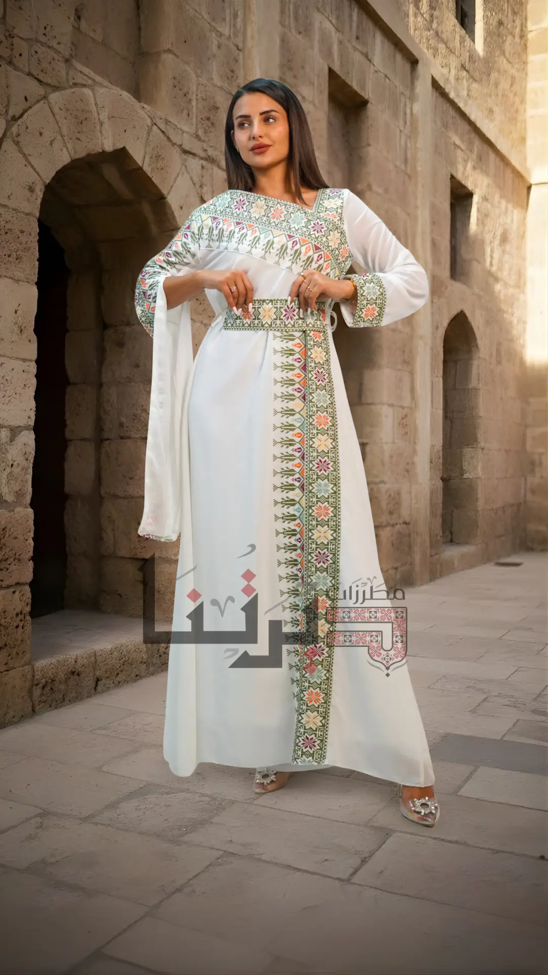 Embroidered White Kaftan