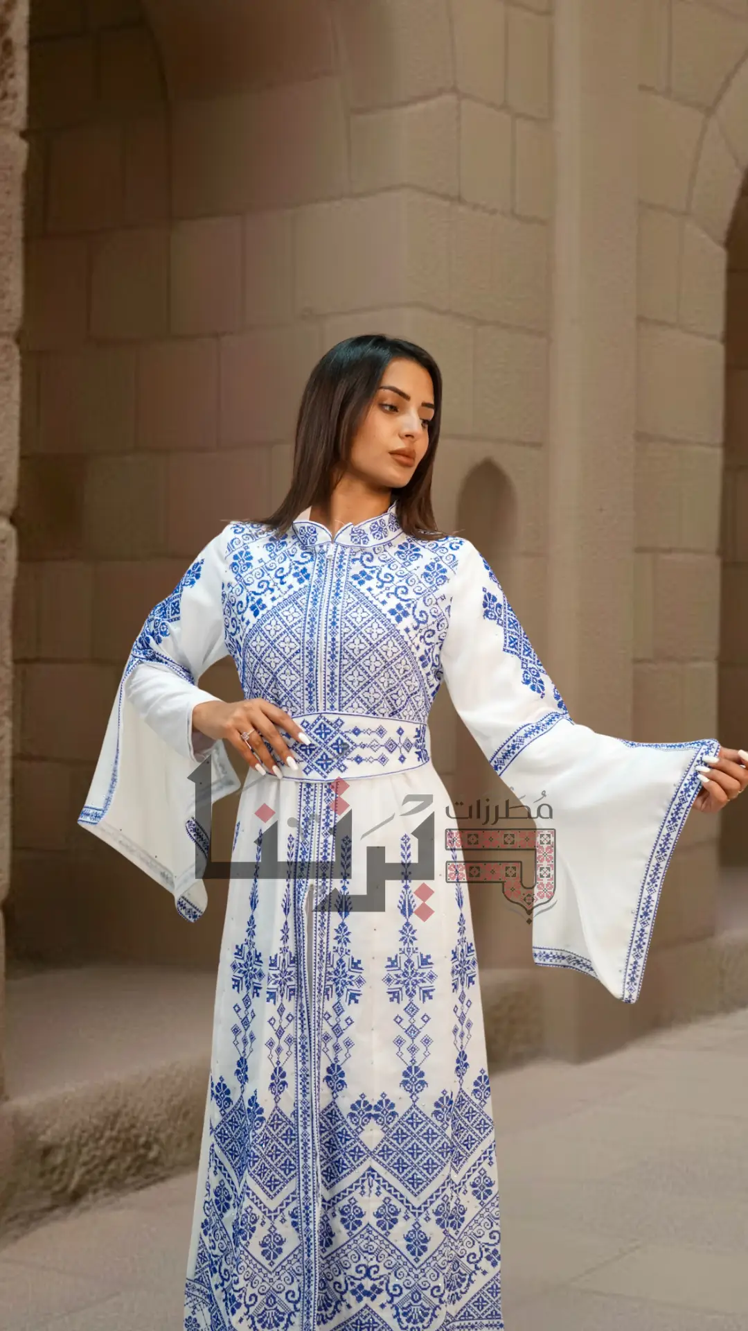 Embroidered White with Blue Dress