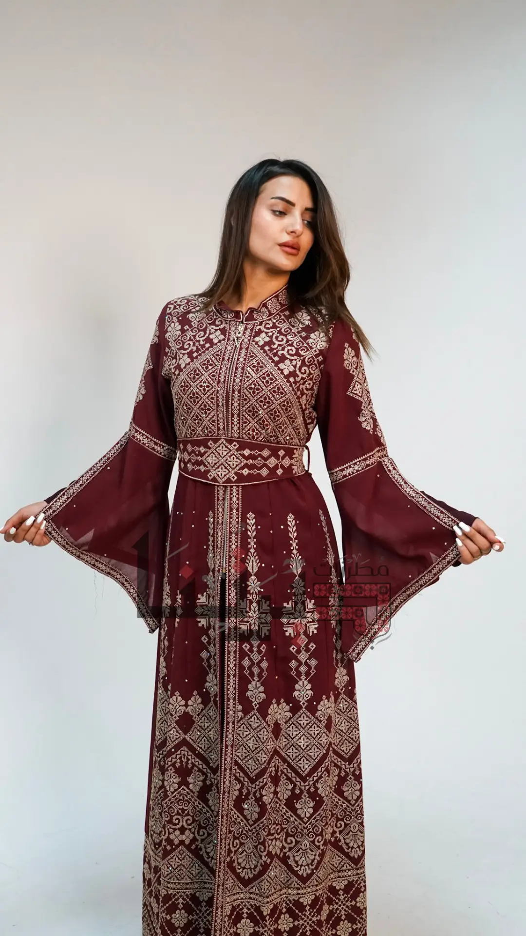 Embroidered Burgundy with Gold Dress