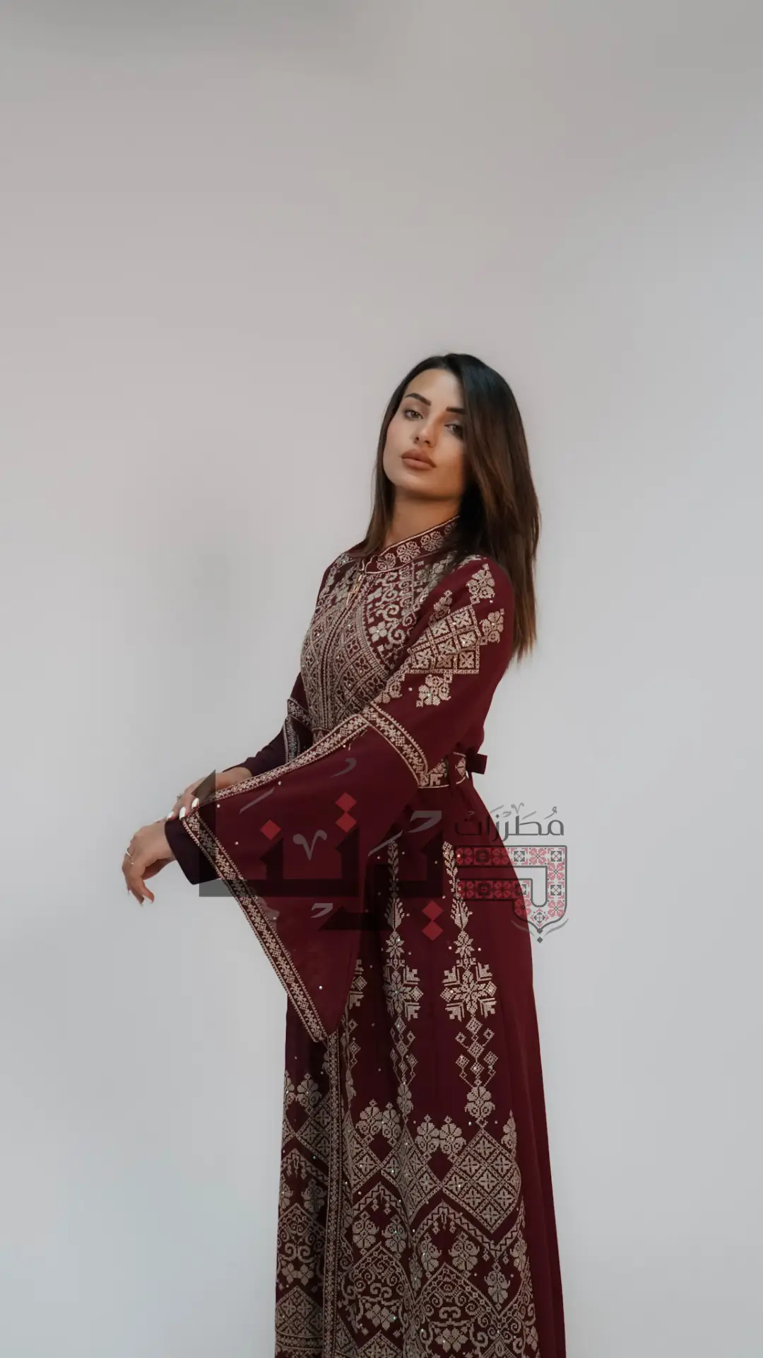 Embroidered Burgundy with Gold Dress