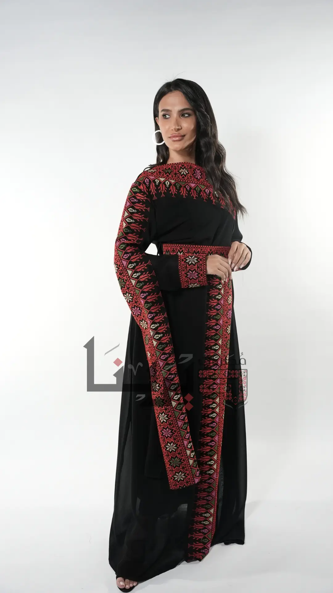 Embroidered Red and Black Dress