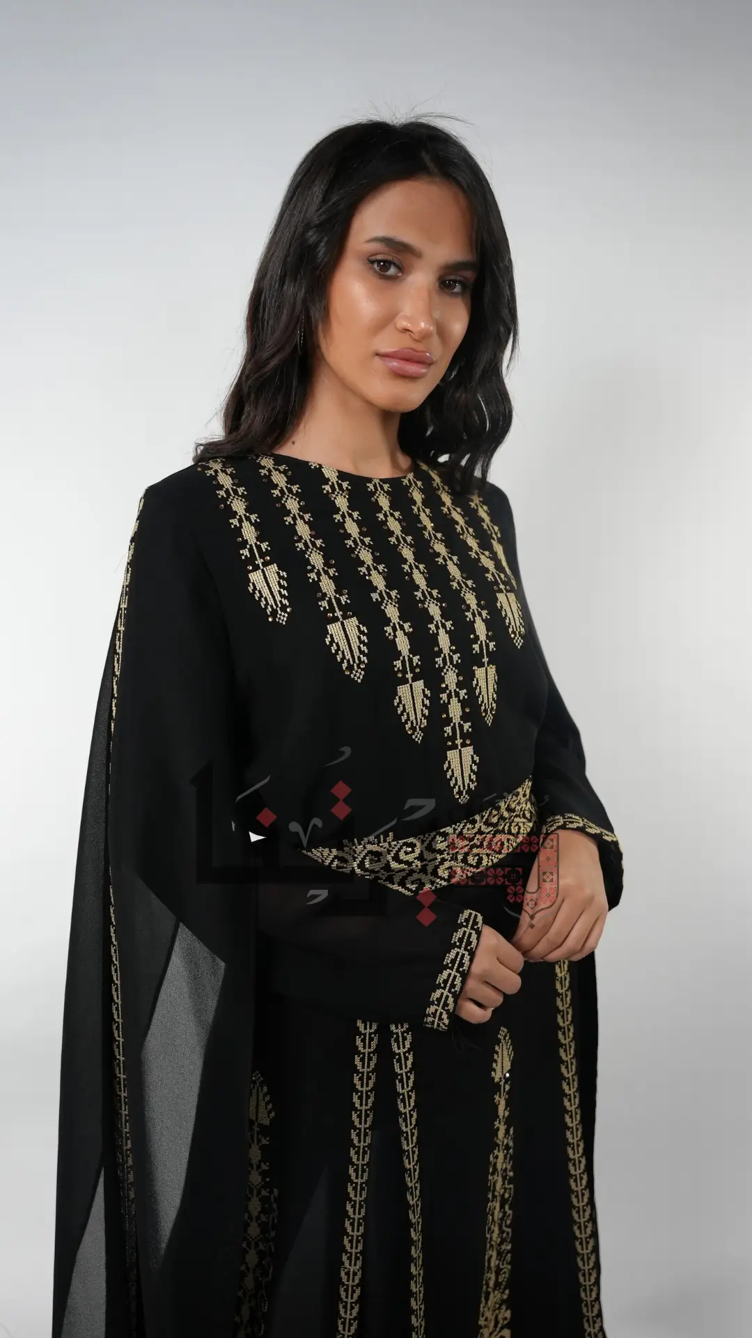 Embroidered Black With Gold Dress
