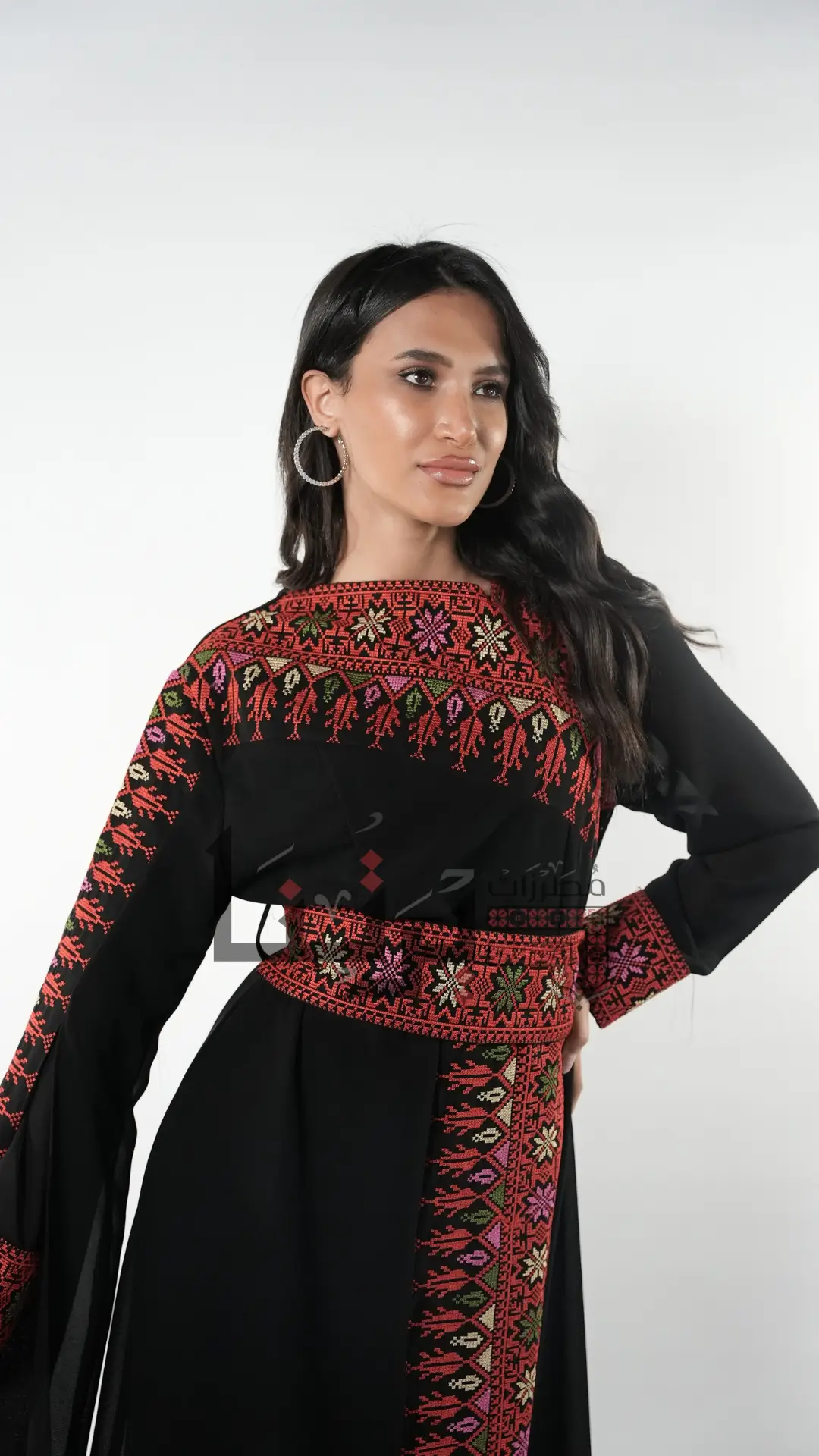 Embroidered Red and Black Dress