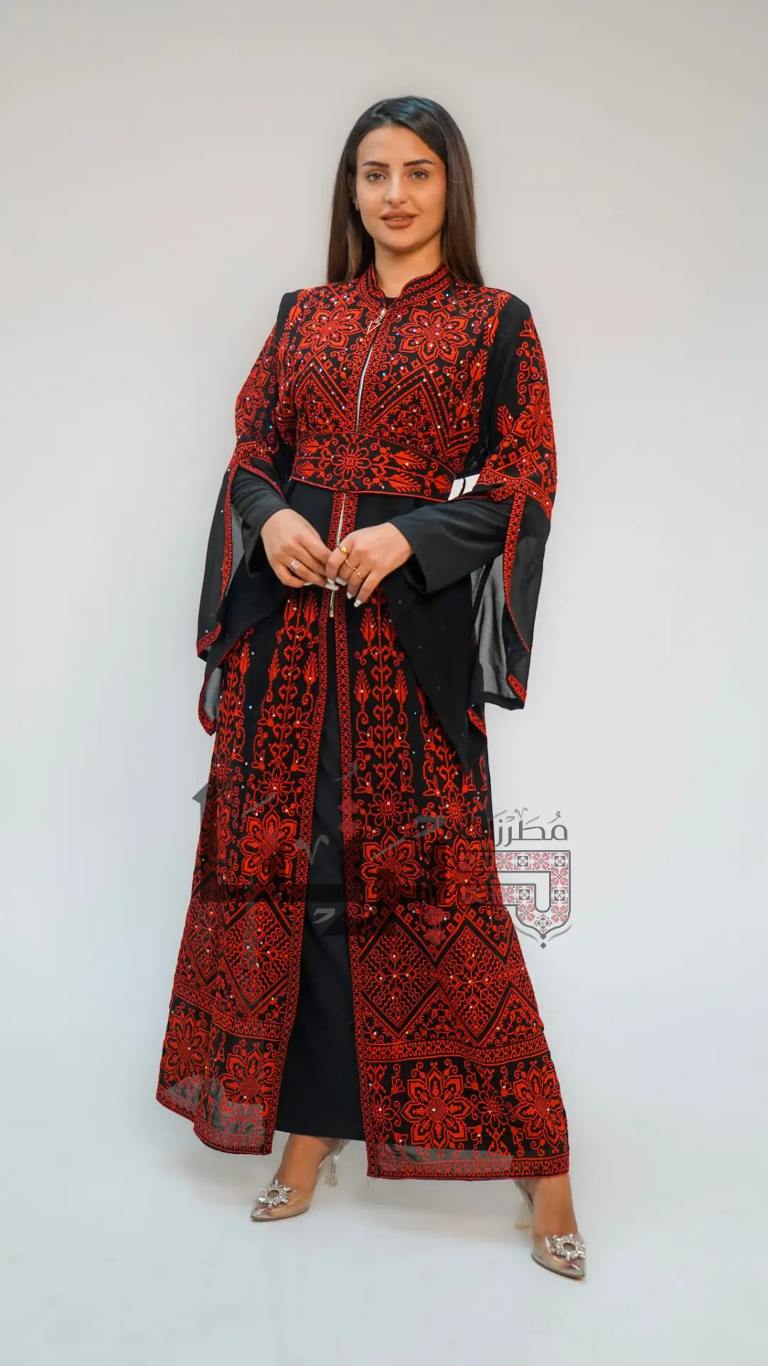 Embroidered Black With Red Dress