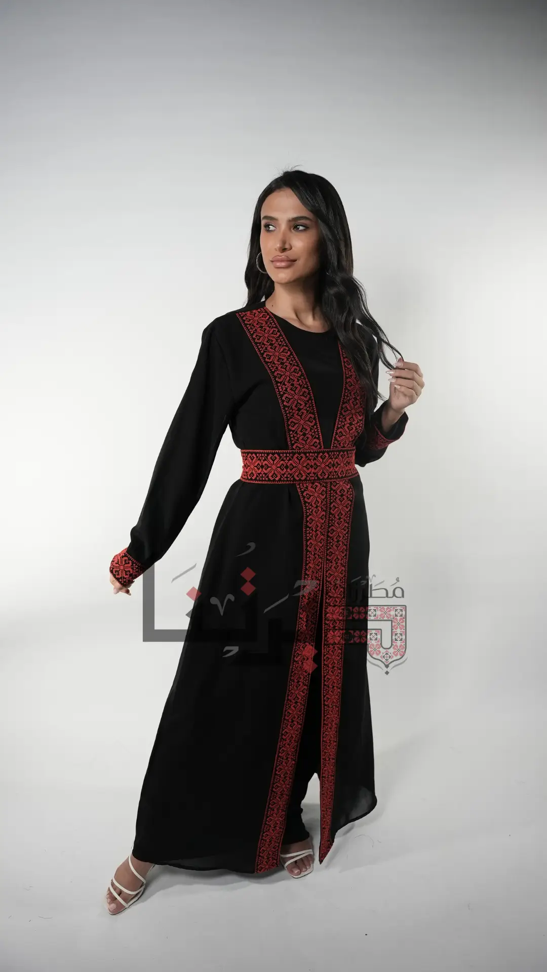 Embroidered Black and Red Dress