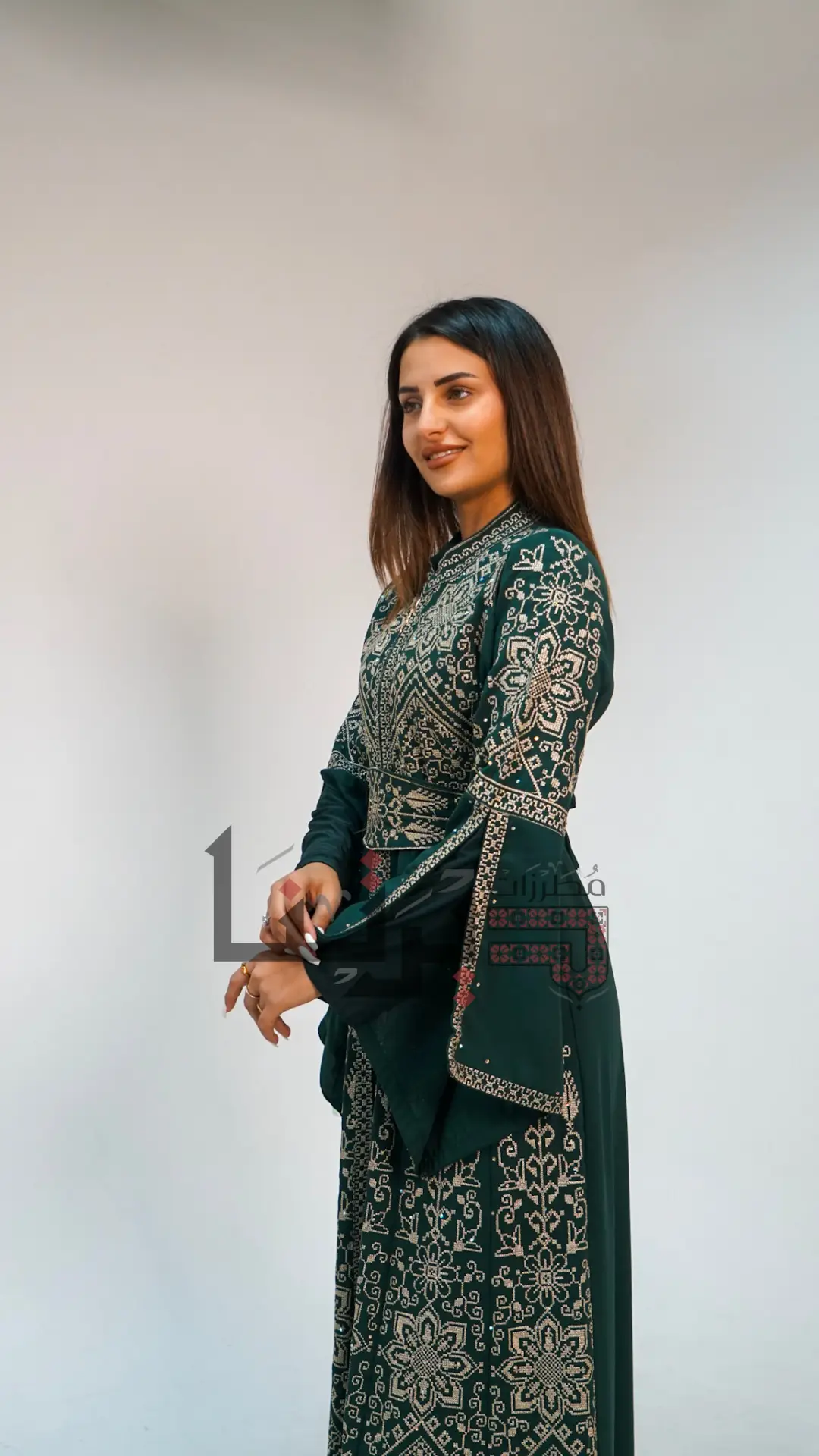 Embroidered Green and Gold Dress